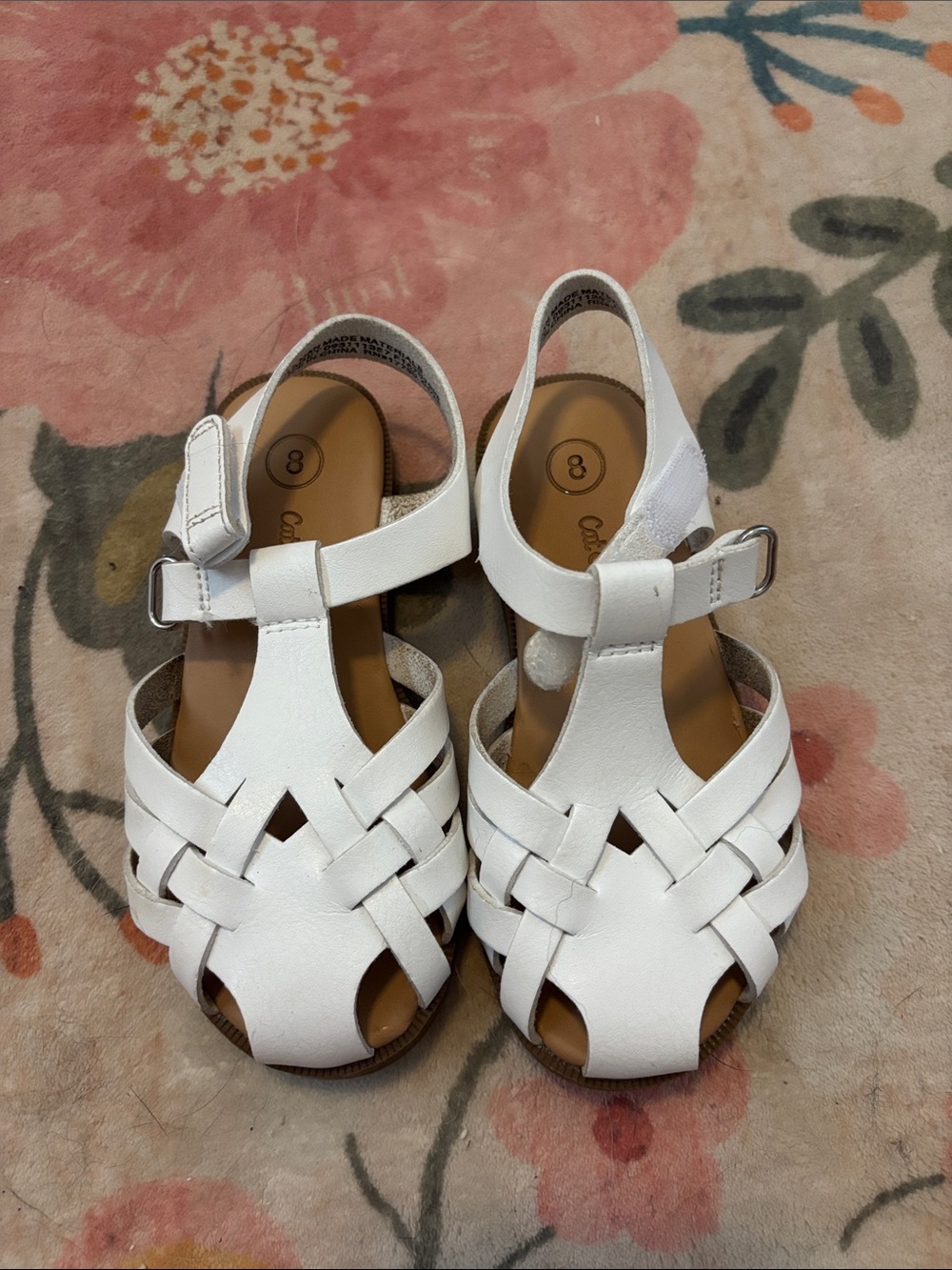 Cat & Jack White Woven T-Strap Kids Sandals